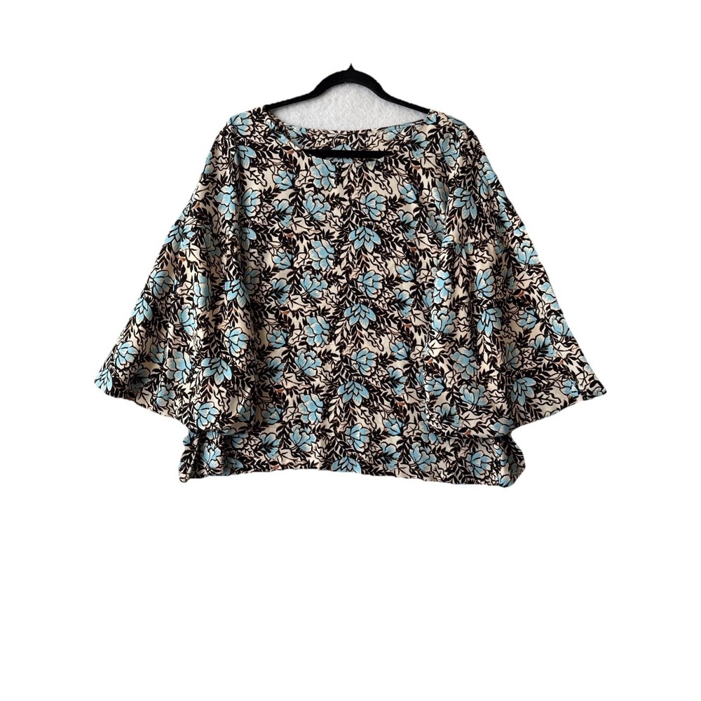 Elizabeth & James Floral 3/4 Voluminous Bubble Sleeve Cropped‎ Top XL Boho Chic